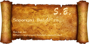 Soponyai Balázs névjegykártya